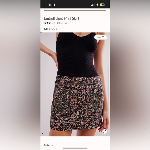 Free People Embellished Mini Skirt Size Large NWOT - Picture 8 of 8